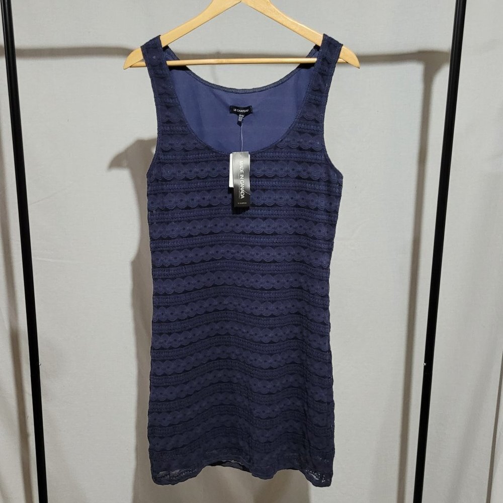 Le Chateau dress lacy bodycon dark blue plus size summer sleeveless stretchy XXL